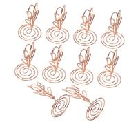 DECORNIJIA Portatarjetas Compactos Tipo Tulipán de 50 MM en Oro Rosa, Soporte para Números y Mensajes de Mesa, Adecuado para Recuerdos de Boda y Decoración de Oficina