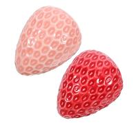 DECORNIJIA Set de 2 Frascos de Especias de Cerámica Diseño de Fresa, Salero y Pimentero Pequeños para Cocina, Contenedores de Condimentos Compactos y Decorativos para Uso Doméstico