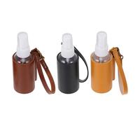 DECORNIJIA Set de 3 Frascos de Perfume Vacíos con Tapa de Pu y Llavero, Botella con Soporte Fácil de Llevar para Aceites de Baño y Champú, Adecuado para Salidas al Aire Libre