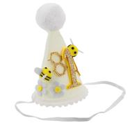 DECORNIJIA Sombrero de Cumpleaños para Bebés de 1 Año Cono de Fieltro Ligero Correa Elástica Decoración para Fiesta Primer Cumpleaños Temática Abeja Accesorio para Fotos 1 Pieza