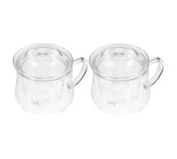 DECORNIJIA Tazas de Té Resistentes al Calor de Vidrio Filtro Ultra Fino y Tapa, 300 Ml, 2 Piezas para Infusiones en Casa