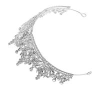 DECORNIJIA Tiaras para Novia Barroca Plateada Gemas de Imitación, Adorno de Cristal Claro para Bodas y Fiestas, Diadema Elegante para Mujer, Accesorio Nupcial de Tamaño 1, Adecuado