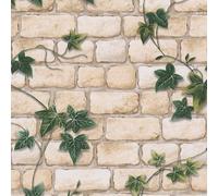 Decoro Piedra Ladrillo Realista Pared Verde Hojas AS Creation Pintado 980434