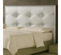 DecorQUALITY cabecero Cama 150 tapizado Mod. Texas Botones Cabezal tapizado Acolchado Moderno y Funcional fácil Limpieza Tela Antimanchas Matrimonio y Juvenil (Plata, 150 * 70)