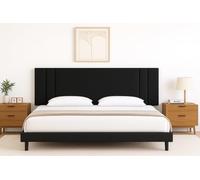 DecorQUALITY Cabecero Cama Cadiz Moderno Resistente y Duradero Cabezal tapizado Acolchado con Tejido Anti Manchas fácil Limpieza Negro 150 * 70Cm