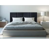 DecorQUALITY cabeceros Cama 150 Granada - Cabezal Tapizado Acolchado de Tela Antimanchas - Cabecero Premium Dormitorio (Negro 150x125 cm)