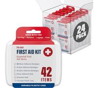 DecorRack Kit de primeros auxilios de 1000 piezas, 24 cajas individuales de 42 artículos cada una, botiquines de primeros auxilios para cortes menores, rasguños, viajes, coche, hogar, trabajo, viajes