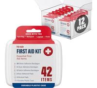 DecorRack Kit de primeros auxilios de 500 piezas, 12 cajas individuales de 42 artículos cada una, kits de primeros auxilios para cortes menores, rasguños, viajes, coche, hogar, trabajo, viajes de