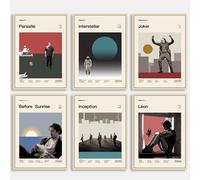 DECORRECOR Juego de 6 pósteres de película, lienzo sin marco, tamaño A4, pósteres clásicos de películas vintage para decoración de pared estética (DR-MP-4)