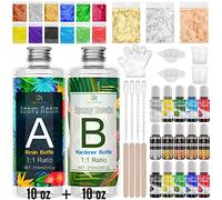 DecorRom Kit de Resina Epoxi - 540ml Transparente Epoxy Resin y Tinta Alcohol, Metálico Alcohol Ink, Colorante de Resina, Mica Powder, Foil Flakes para Principiantes, Artesanía, Fabricación de Joyas