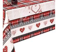 Decoser Mantel de San Valentín- Cubre Mesa Navideño con Reverso de Franela, Antimanchas, Fácil de Limpiar, Mantel Rectangular Impermeable para Navidad (San Valentín, 140x180)