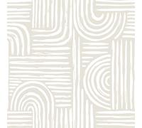 Decotalk Papel Pintado Geometrico Pared Lavable Beige Patrón de Arco Bohemio 44.5X300cm Vinilo Adhesivo Muebles Dormitorio Comedor Gabinete Papel Tapiz Lámina Autoadhesivo Bohemio Neutro Extraíble
