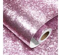 Decotalk Papel Pintado Rosa Brillante 40X300cm Vinilo Adhesivo Muebles Rosa Papel Tapiz Autoadhesivo Dorado de Lujo Para Dormitorio Pegatinas Pared Decorativas Vinilico Adhesivo Salon Armarios