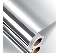 Decotalk Plata Espejo Adhesivo Pegatinas Reflectantes Autoadhesivas 60X500cm Lamina Espejo Adhesiva Espejos de Plástico Vinilo Adhesivo Muebles Plata Espejos Decorativos de Pared Salon Cocina Baño