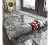 Decotalk Vinilo Adhesivo Muebles Marmol Gris Y Dorado Baño Impermeable 40X1000cm Vinilo Encimera Cocina Autoadhesivo Laminas PVC Pared Marmol Decorativa Para Cocina Pared Puertas Autoadhesivo