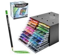 Decotime - Juego de lápices de colores con bandeja de almacenamiento apilable única, 220 lápices de artista, tonos vibrantes, suministros de arte profesionales para adultos, niños a partir de 3 años