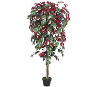Decovego Rojo Ficus Benjamin Benjamina Artificial Decoración Interiorismo 150cm