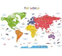 Decowall - Adhesivo de pared, diseño de mapa del mundo, XLarge