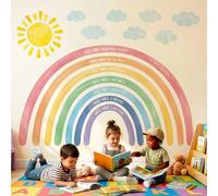 DECOWALL Adhesivo decorativo para pared extragrande, diseño de arcoíris - Afirmaciones positivas para habitación de niños, habitación de bebé y sala de juegos, decoración de pared extraíble (FH4-2524)