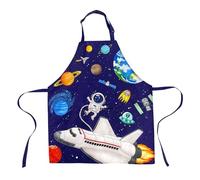 DECOWALL AP-004 Delantal para Niños Planetas Espaciales para Niños Niñas Delantales de Cocina de Chef con Bolsillo Delantero Cocinar Hornear Pintura Manualidades Arte Jardinería Correa Impermeable