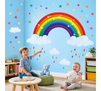 DECOWALL BS-114 Pegatinas de pared de arcoíris coloridas para niños, niñas, dormitorio, salón, decoración de interiores removible