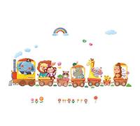 DECOWALL DA-1406A Trenes de Animales Vinilo Pegatinas Decorativas Adhesiva Pared Dormitorio Salón Guardería Habitación Infantiles Niños Bebés(Grande)