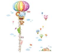 Decowall DM-1606 Vinilo adhesivo decorativo para medir la altura de los niños, diseño de animales en globo