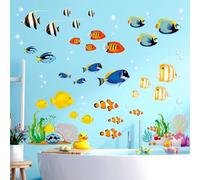 DECOWALL DS-8035 Barriera corallina Pesce Adesivi da Parete Decorazioni Parete Stickers Murali Soggiorno Asilo Nido Camera da Letto per Bambini (Piccolo)