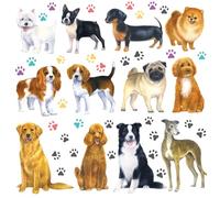 DECOWALL DS-8045 - 12 pegatinas de pared con diseño de huellas de perro, para niños, guardería, dormitorio, sala de estar, arte