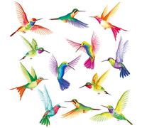 DECOWALL DS-8060,Pegatinas de pared con flores tropicales y colibríes, calcomanías de decoración para ventana de habitación, sala de estar, dormitorio, guardería, hogar, hojas, verde
