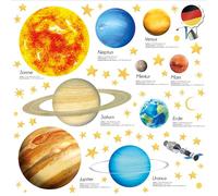 DECOWALL DS9-2007DE Sistema Solar Etiqueta de la pared Decoración Sala de estar Dormitorio Habitación de los niños Tierra oscura Sol Sala de juegos Educación Bebé Niños Niñas Estrella
