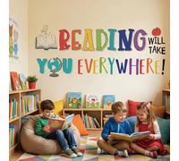 DECOWALL DS9-8092 - Calcomanías de pared para esquina de lectura, decoración de aula, habitación de niños, arte inspirador, dormitorio, biblioteca, libro de despegar y pegar, citas educativas