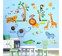 DECOWALL DW-1206 Animales Salvajes de la Jungla Vinilo Pegatinas Decorativas Adhesivas