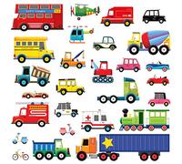 DECOWALL DW-1605 27 Transportes Vinilo Pegatinas Decorativas Adhesiva Pared Dormitorio Salón Guardería Habitación Infantiles Niños Bebés