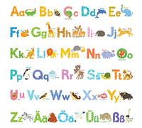 DECOWALL DW-1808 Alfabeto alemán animal acuarela Vinilo Pegatinas Decorativas Adhesiva Pared Dormitorio Saln Guardera Habitaci Infantiles Nios Bebs