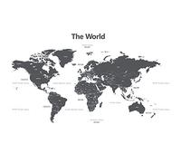 DECOWALL DWL-1609GS Mappa del Mondo Moderno Grigio Adesivi da Parete Decorazioni Parete Stickers Murali Soggiorno Asilo Nido Camera da Letto per Bambini(Medio)(Ver. Inglese)