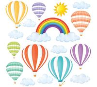 DECOWALL DWT-1801 Rainbow e mongolfiere Adesivi da Parete Decorazioni Parete Stickers Murali Soggiorno Asilo Nido Camera da Letto per Bambini