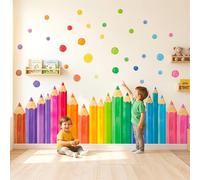 DECOWALL Lápices de colores extragrandes para pared, pegatinas de pared gigantes de arcoíris para habitación de niños, guardería, aula, sala de juegos (SG4-2522)