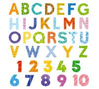 DECOWALL Pegatinas de Pared Alfabeto y Números para Niños, ABC 123 Adhesivos Decorativos Educativos de Colores para Habitación Infantil, Guardería y Sala de Juegos (DS9-4003)