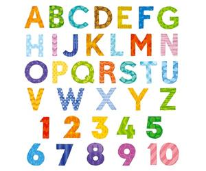 DECOWALL Pegatinas de Pared Alfabeto y Números para Niños, ABC 123 Adhesivos Decorativos Educativos de Colores para Habitación Infantil, Guardería y Sala de Juegos (DS9-4003)