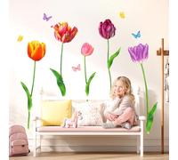 DECOWALL SG-2116 Tulipanes Pegatinas de pared para niños Calcomanías de pelar y pegar extraíbles para guardería, dormitorio, sala de estar, arte, murales, decoraciones