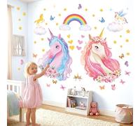 DECOWALL SG2-2322 Unicornio Arco Iris Adhesivo de Pared Niños para Niñas Regalos Habitación Infantil Bebé Decoración Dormitorio Salón Colorido