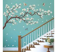 DECOWALL SG4-2213 Pegatinas de pared de árbol de flores orientales calcomanías para niños de vivero extraíble decoración del hogar floral planta árbol cocina dormitorio arte rosa colorido