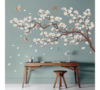 DECOWALL SG4-2317 - Pegatinas de pared con diseño de cerezo blanco con diseño de pájaros sobre ramas de flores rosas, removibles para cuarto de bebé, dormitorio, sala de estar, decoración del hogar,