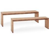 Decowood Pack 2 bancos de madera maciza en tono envejecido de 165x45cm