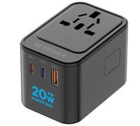 decqle Adaptador Enchufe Universal, 2 USB-C y 1 USB-A Adaptador de Viaje, AC Adaptador Universal para EU, Reino Unido, Americano, Canadá, Australia& 224+País(Negro)