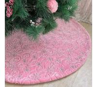 DecroXmas Falda de árbol de Navidad de 90 cm de Felpa Blanca con Diseño de Copo de Nieve, Cubierta de Base de árbol de Navidad