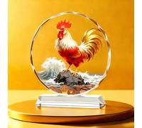 DECRZPB Adorno de Vidrio Hecho a Mano Figura de Gallo de Colores Figura de Vidrio Artificial Regalo de cumpleaños o Boda