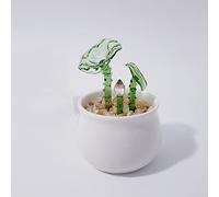 DECRZPB Estatuilla de Loto Verde Hecha a Mano con Esmalte de Colores Cristal soplado Regalo de cumpleaños Adornos de Mesa decoración del hogar