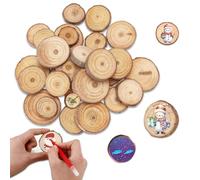 DECUIOCC 40 Discos De Madera Naturales, Redondos, Para Manualidades, Posavasos, 4 Tamaños (5-7 Cm)